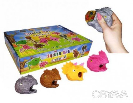 Набор антистресс игрушек в виде ярких динозавров. Внутри игрушка наполнена разно. . фото 1
