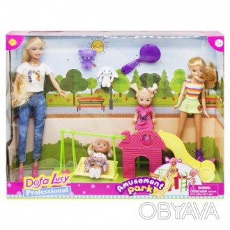 Игровой набор "Парк развлечений". В наборе есть 4 куклы (мама, 2 маленьких дочки. . фото 1