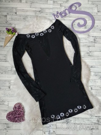 Платье черное женское с гипюром черное 
в идеальном состоянии
Размер 42 (XS)
Зам. . фото 1