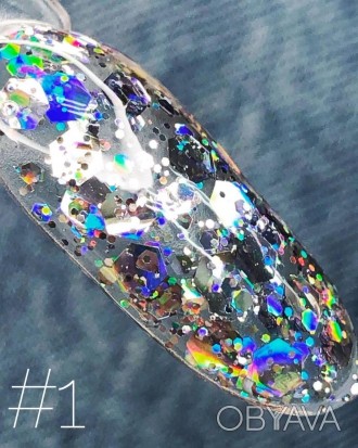 Гель-лак Сity Nail № 925 (6 мл) - Глиттерный гель лак с разноцветными блестками . . фото 1