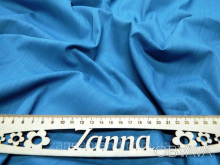  Ткань стрейч-лён однотонный цвет серо-голубой - достаточно плотная, с большим с. . фото 1