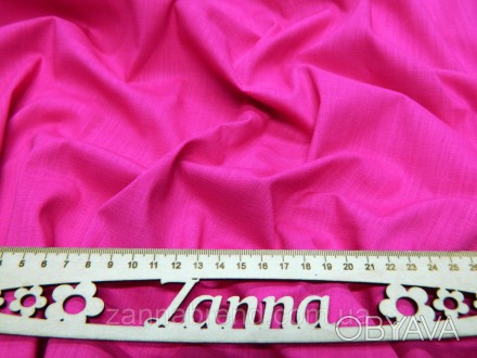  Ткань стрейч-лён однотонный цвет ярко-розовый - достаточно плотная, с большим с. . фото 1