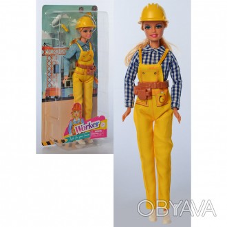 Кукла DEFA 8464-BF 29см, строитель, 2вида, на листе, 15,5-33-6см. . фото 1