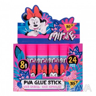 Клей-карандащ YES, 8г, PVA Minnie Mouse. . фото 1