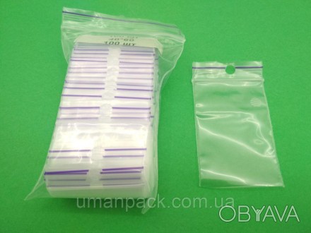 Пакеты струна с замком Zip-Lock (с отверстием) 4см x 6см(100шт) (1 пачка)
