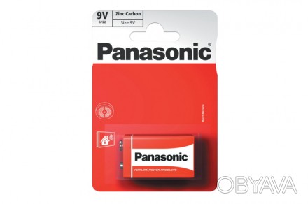 
Батарейка 6F22 Zinc Carbon Panasonic Крона Сольова (Червона) 1шт. Детальніше ту. . фото 1