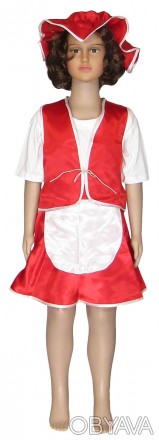 Карнавальний костюм дитячий Червона Шапочка 0717 атлас, р. р. 104-140 см
Розміри. . фото 1
