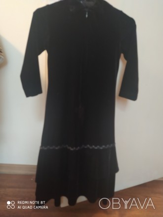 Нарядное платье бархат(стрейч) чёрного цвета для девочки 8-12 лет))) 
Длина по . . фото 1