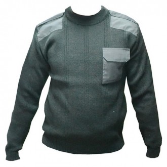 Вязанные форменные свитера с усиленными налокотниками, карманом на груди и погон. . фото 3