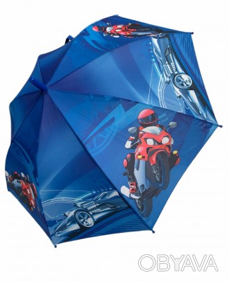 Яркий мальчуковый зонт "Гонки" от FLAGMAN - аксессуар от дождя, которому будет н. . фото 1