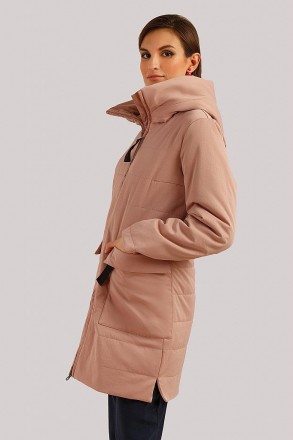 Удлиненная куртка женская Finn Flare демисезонная с капюшоном персиковая, функци. . фото 4