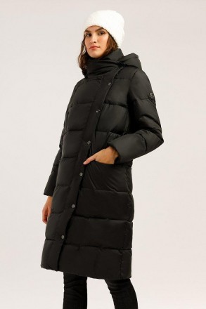 Длинная зимняя куртка Finn Flare с асимметричной застежкой на скрытую молнию и к. . фото 2