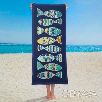 Пляжное полотенце с принтом Рыбки 150х70 см (PLB_21J029)