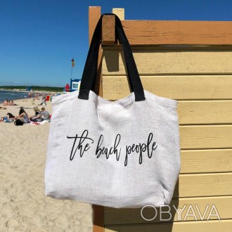 Большая пляжная сумка из мешковины Beach – лучший спутник вашего отдыха. В. . фото 1