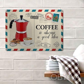 Металлическая табличка для дома, кафе, офиса отлично впишется в стиль вашей кухн. . фото 1