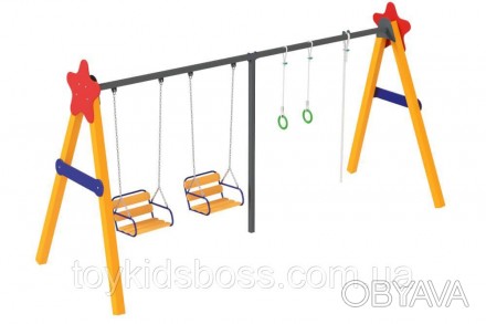 Елемент дитячого обладнання для дитячих майданчиків. Подвійна дитяча гойдалка на. . фото 1
