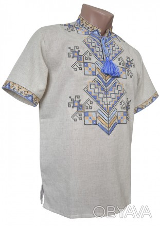 Летняя мужская вышиванка с коротким рукавом
Яркая и модная, украинская вышиванка. . фото 1