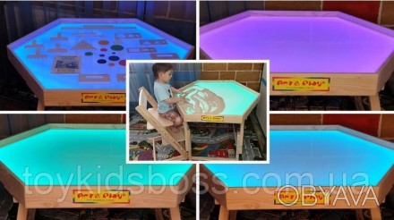 Шестиугольный световой стол-трансформер для рисования песком Ясень Tia-Sport
Габ. . фото 1