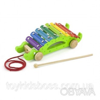 Ця забавна іграшка-каталка у формі крокодила одночасно є ксилофоном. Набігавшись. . фото 1