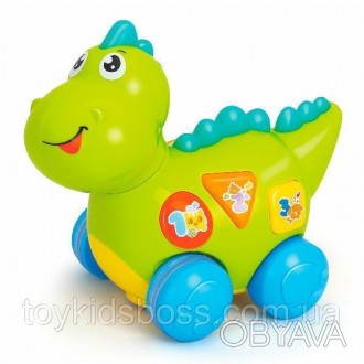 Розвиваюча іграшка у вигляді динозавра з мелодіями, звуковими ефектами, англійсь. . фото 1