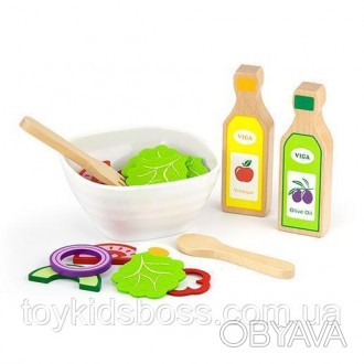 Іграшковий набір включає листя салату, болгарський перець, цибуля, огірок, помід. . фото 1
