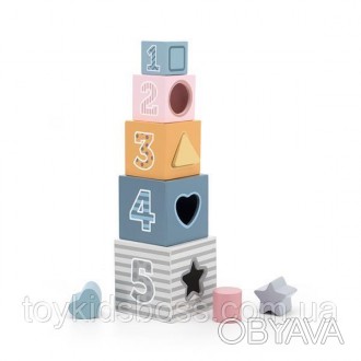 Набор кубиков серии PolarB от Viga Toys для сортирования и складывания состоит и. . фото 1