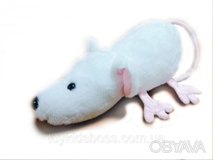М'яка іграшка Пацюк білий з рожевим Забавна іграшка Пацюк має розмір 28 см завдо. . фото 1