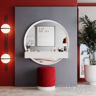 
Подвесной туалетный столик с большим зеркалом выполнен из МДФ, в декоративных и. . фото 1