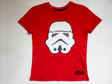 Красная футболка Штурмовик Звездные войны  принт –  пайетки перевертыши  S. . фото 3