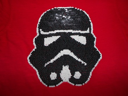 Красная футболка Штурмовик Звездные войны  принт –  пайетки перевертыши  S. . фото 6