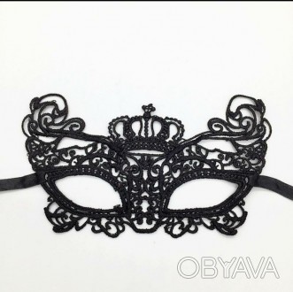 Мереживна маска для обличчя очей жіночої еротичної білизни корони.
Колір: чорний. . фото 1