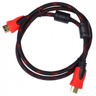Шнур HDMI, штекер - штекер, Vers-1.4, "позолоченный", фильтр + сетка, 1м, чёрно-. Киев. фото 1 Шнур HDMI, штекер - штекер, Vers-1.4, "позолоченный", фильтр + сетка, 1м, чёрно-. Киев. фото 1