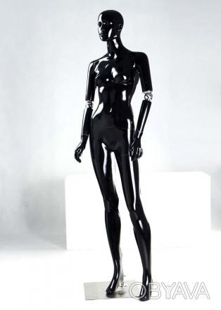 PEGY-14 Манекен женский, руки на шарнирах, черный глянец реалистично продемонстр. . фото 1