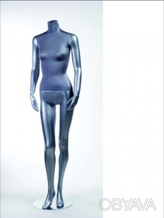 Манекен женский серебристый без головы Н-163 реалистично продемонстрирует одежду. . фото 1