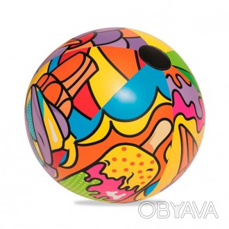 Яркий, красочный надувной мяч имеет совершенно яркий дизайн и красочную конструк. . фото 1