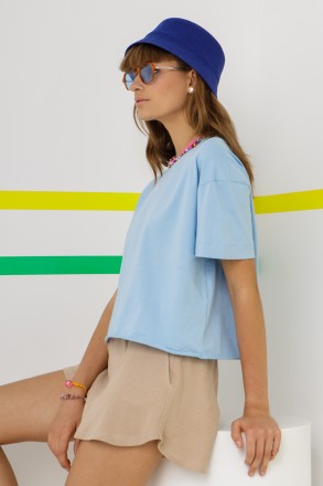 Женская футболка Stimma Палея. Модель в стиле оверсайз. Прямой фасон. Круглый вы. . фото 2
