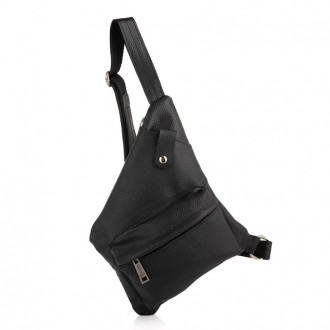 Мужская сумка слинг, рюкзак через плечо FA-6501-4lx, бренд TARWA в черной коже ф. . фото 2