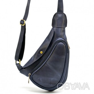Мини-рюкзак из натуральной матовой кожи, красивого синего цвета, на одно плечо T. . фото 1