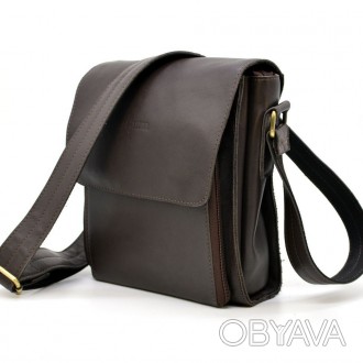 Удобная мужская кожаная сумка через плечо GC-3027-4lx бренда TARWA с клапаном на. . фото 1