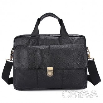 Мужская сумка B10-315, черная из натуральной фактурной кожи. Вмещает формат А4, . . фото 1