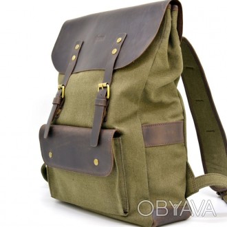 Универсальный рюкзак из парусины и кожи RH-9001-4lx от украинского бренда TARWA,. . фото 1