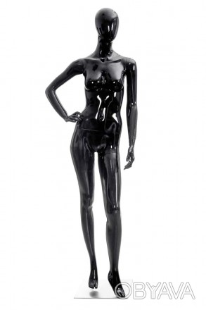 KATE-01 Манекен женский безликий, черный глянец реалистично продемонстрирует оде. . фото 1