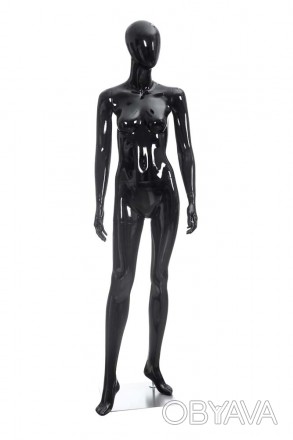 DOLL-03 Манекен женский безликий, черный глянец реалистично продемонстрирует оде. . фото 1