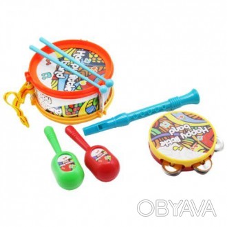 Игровой набор детских музыкальных инструментов. В наборе есть: барабан (диаметр . . фото 1