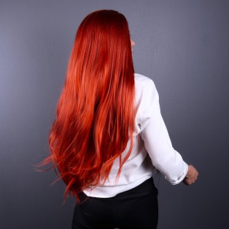 Оранжевый парик с имитацией кожи головы из ровных термоволос на Хэллоуин, вечери. . фото 5