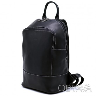 Женский рюкзак из натуральной телячьей кожи черного цвета, TARWA RA-2008-3md сре. . фото 1