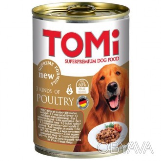 Консервы TOMi 3 ВИДА ПТИЦЫ – это супер премиум влажный корм для собак. Приготовл. . фото 1