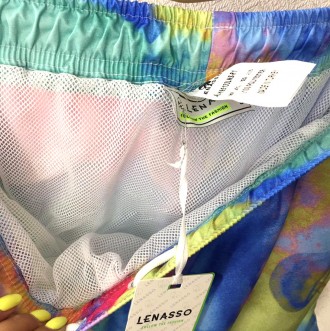 Шорты мужские разноцветные для плавания. Прорезные карманы + накладной карман на. . фото 4