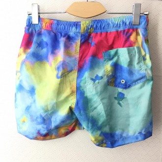 Шорты мужские разноцветные для плавания. Прорезные карманы + накладной карман на. . фото 3