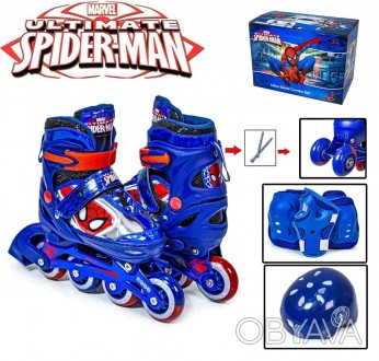 Комплект роликов с защитой и шлемом Disney "Marvel - Spider Man Человек-паук". Р. . фото 1